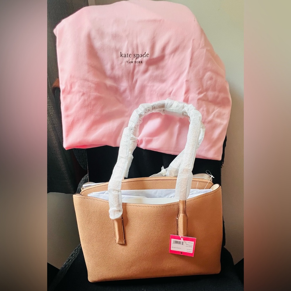 Kate Spade Tan Tote with Pink Dust Cover